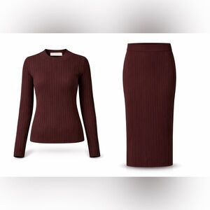 NWT Abercrombie & Fitch Merino Wool Ribbed Sweater & Midi Skirt Set XS